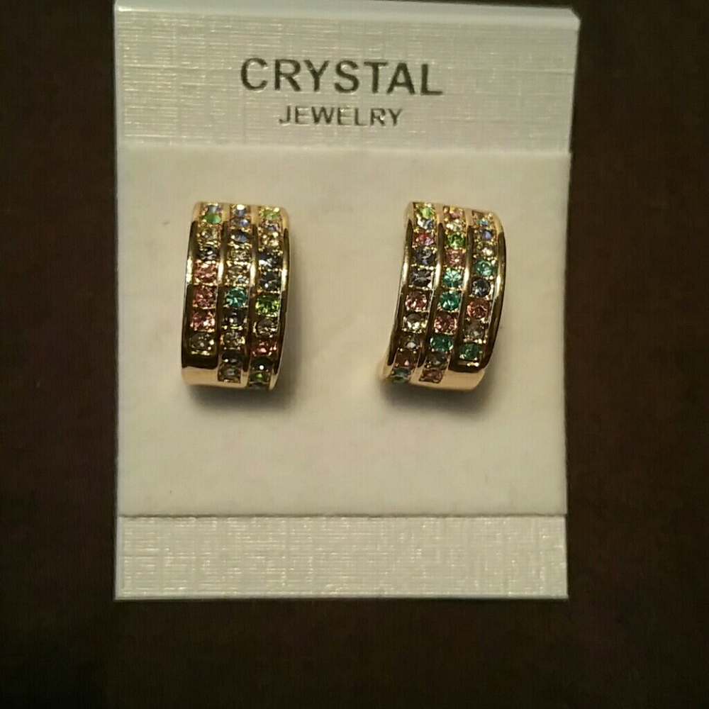 Multicolor crystal jewelry earrings - gold